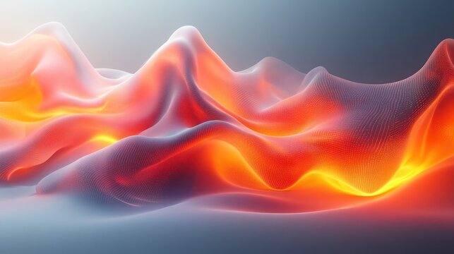 Fiery Abstract Waves: Captivating abstract art featuring fluid, wave-like forms in vibrant shades of red and orange, evoking a sense of dynamic energy and flowing movement. 