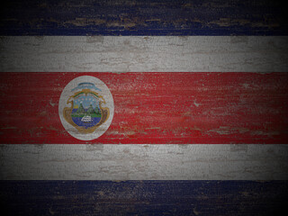 Old wooden Costa Rica flag