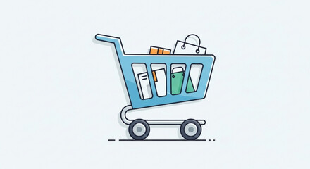 Shopping cart vector illustration for online store e commerce retail and business marketing concept design