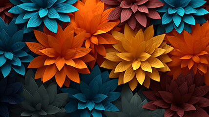 Colorful floral background with a variety of vibrant flowers in full bloom pattern