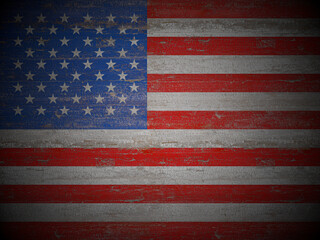 Old wooden USA flag