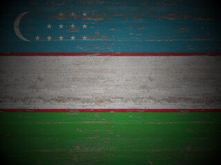 Old wooden Uzbekistan flag