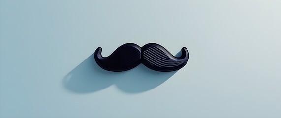 Black Mustache Symbol on Blue Background for Men's Health