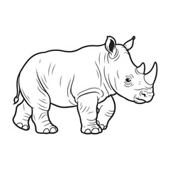 Fototapeta premium Baby rhino walking slowly coloring page