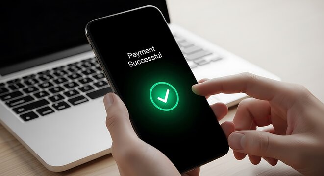 Successful payment on smartphone - Powered by Adobe