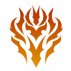 Abstract Tribal Flame Symbol with Orange Gradient Vector Illustration