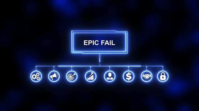 Epic Fail, Hologram Futuristic Interface, Augmented Virtual Reality. Business technology virtual screen background. performance metrics, and business insights from large data sets.