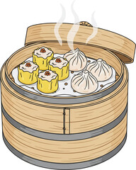 Bamboo Steamer with Dim Sum