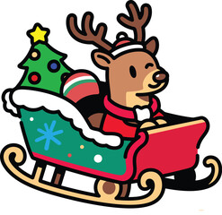 vector reindeer claus on sledge