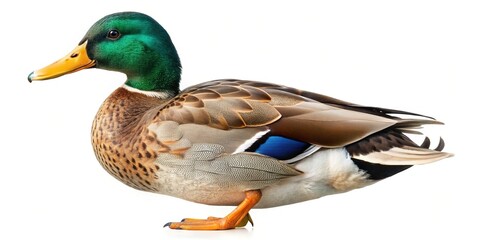 Detailed mallard duck male bird isolated on photo