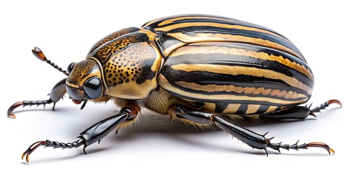 Goliath beetle close-up macro shot isolated on