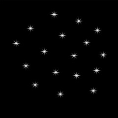 Glowing star lights on black background
