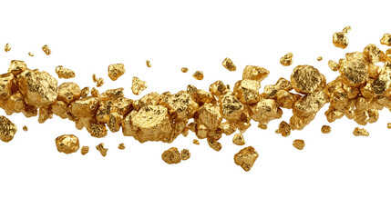 Miner's hands display gold nuggets, symbolizing wealth and the rewards of hard work. Shallow depth of field, Illustrative Generative AI.