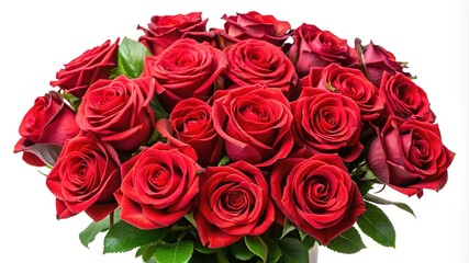 Beautiful bouquet of vibrant red roses isolated on