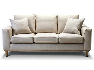 Fototapeta premium Modern comfortable upholstered sofa with accent pillows for living room