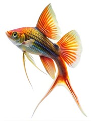 Vibrant swordtail fish with flowing fins isolated detailed studio shot