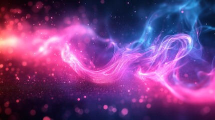 Fototapeta premium Abstract swirling nebulae in pink and blue with glittering particles