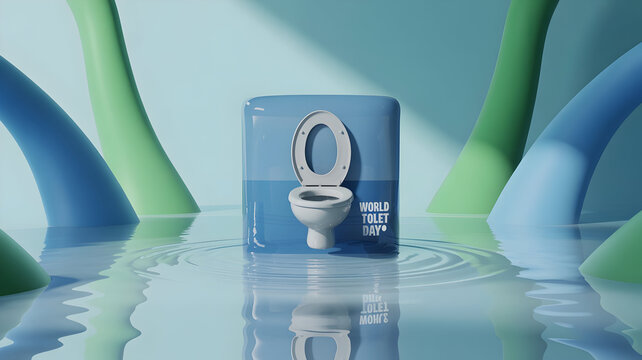 Celebrate World Toilet Day with this clean, modern concept featuring a toilet and water.