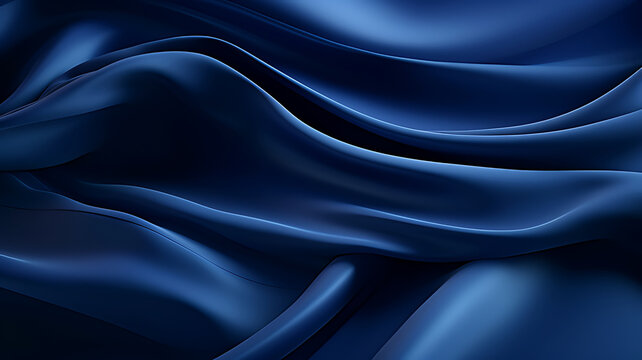Elegant dark blue silk fabric with soft folds and delicate highlights creating a luxurious texture