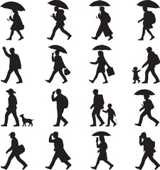 Obraz premium Human Silhouette Poses and Actions Collection