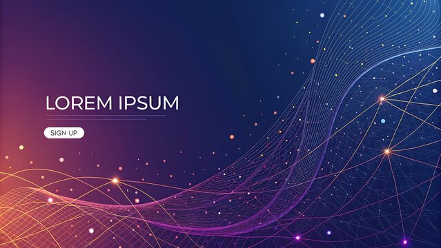 Abstract technology background with glowing particles and lines, creating a dynamic and futuristic design for presentations and digital interfaces - Powered by Adobe