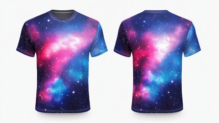 galaxy nebula-themed sports jersey, featuring cosmic gas clouds,  on isolated on white background