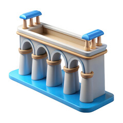3d architectural model of a roman aqueduct section isolated on transparent background