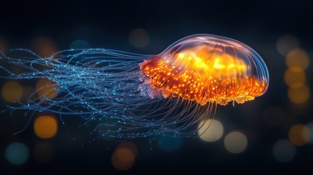 Bioluminescent jellyfish, vibrant colors