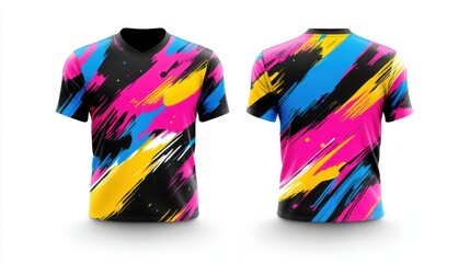 high-energy brushstroke jersey, featuring expressive dynamic lines, on isolated on white background