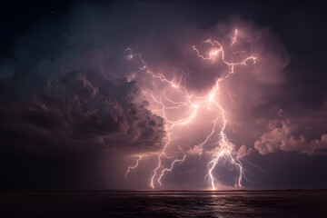 Awe-Inspiring Electric Sho: Captivating the Majesty nd Power of Nature's Fury n an Intense Lightning Stom Under the Darkened Skiesof a Thunderous Night