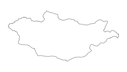 Mongolia outline map. Mongolia map vector. Mongolia map on white background