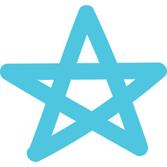 A Simple Cyan Star Outline Graphic Design Element on a Transparent Background Symbolizing Success and Excellence