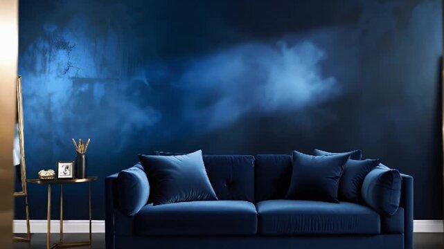 A deep indigo backdrop with hints of metallic silver for a high-tech vibe