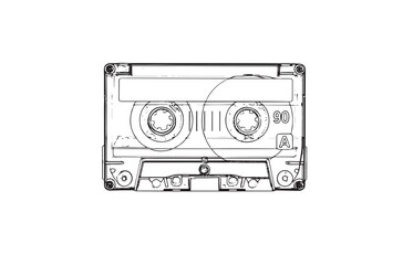 Retro Audio Cassette Tape Outline