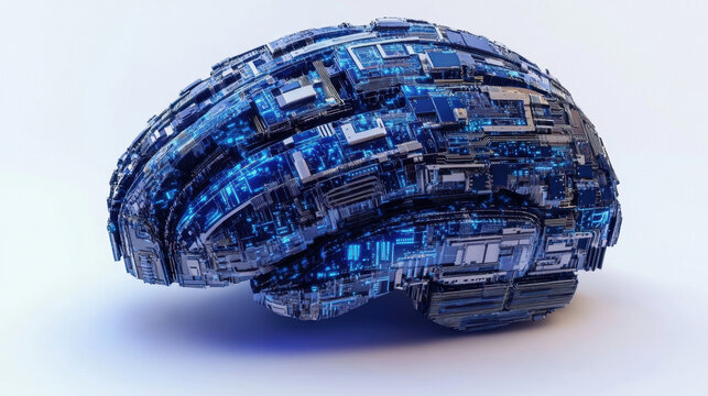 Conceptual image of an artificial intelligence brain made of circuit boards. the concept of artificial intelligence and the future of technology.