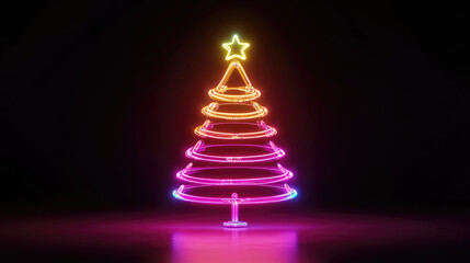Abstract neon lamp christmas tree shape background object. Abstract neon lamp shape background