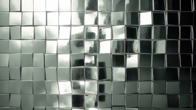 Abstract silver cubes background with a reflective, textured surface. unique pattern of silver cubes creates a modern and intriguing visual effect.