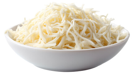 Bowl of Shredded Cheese on White Background