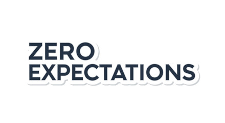 A typography image showcasing a minimal design for the phrase 'Zero Expectations'