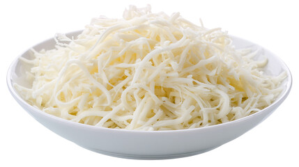 Bowl of Shredded Cheese on White Background