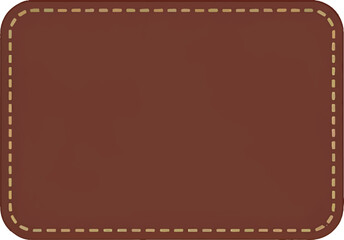 Brown stitched leather label over white background design