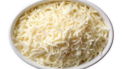 Bowl of Shredded Cheese on White Background