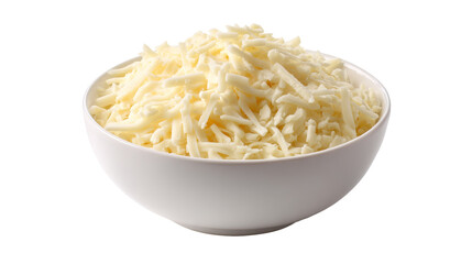 Bowl of Shredded Cheese on White Background