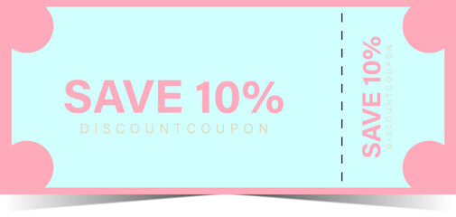 Save 10 Percent Discount Coupon Voucher Template in Pastel Pink and Blue Design