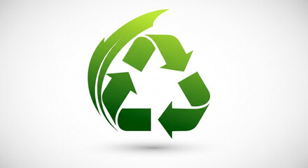 Obraz premium Green recycling symbol with leaf for eco friendly environment and sustainability awareness campaign