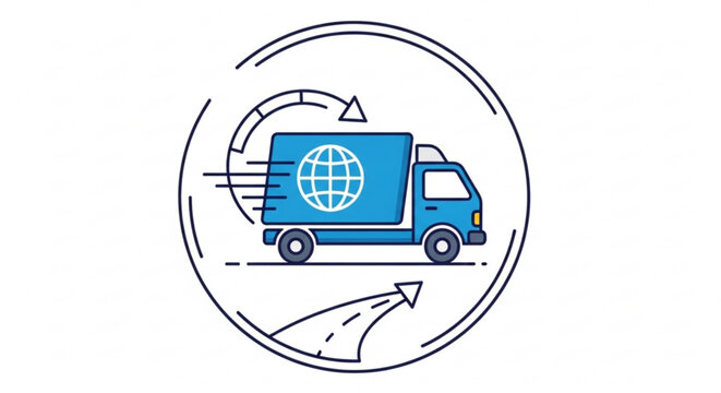 Global logistics delivery truck international shipping and fast delivery service worldwide transport