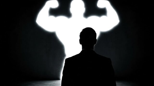 Strong Self-Belief Overcoming Challenges and Achieving Personal Strength | Silhouette