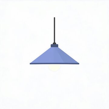 Cartoon-style blue light fixture hanging from a simple black wire on a clean white background