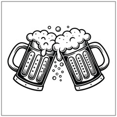 beer mugs toasting silhouette