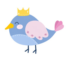 Cute blue bird with crown